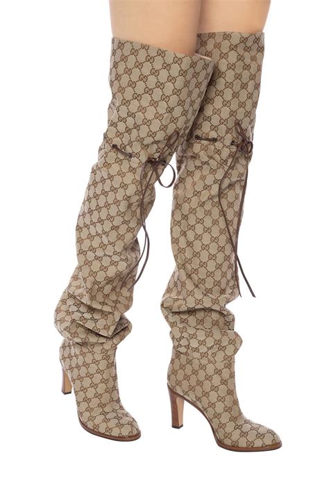 gucci tall suede boots|gucci print thigh high boots.